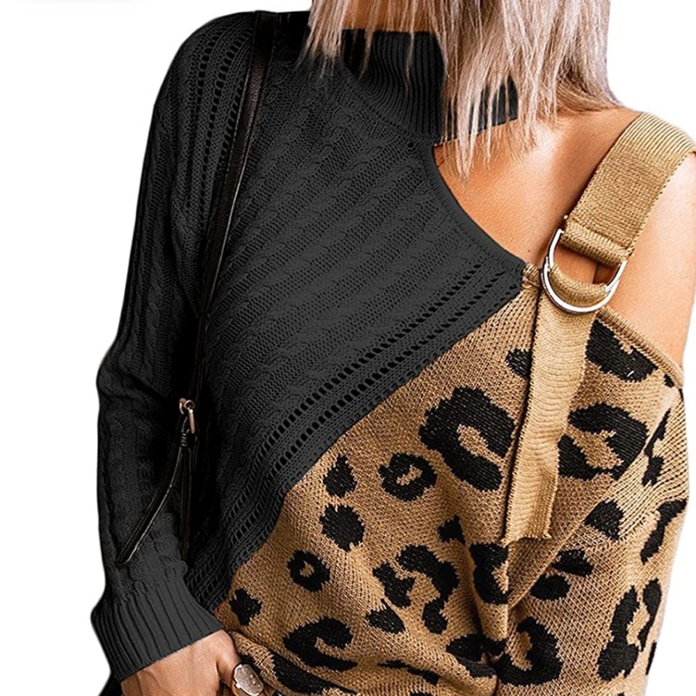 Cold shoulder turtleneck sweater